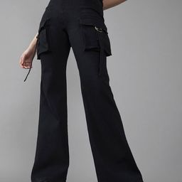 DOLCE CRUDO Women Bootcut High-Rise Stretchable Cargos Jeans-picture-45