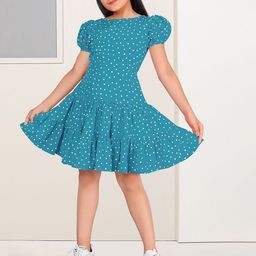 FASHION DREAM Polka Dot Print Puff Sleeve Fit & Flare Dress-image-52