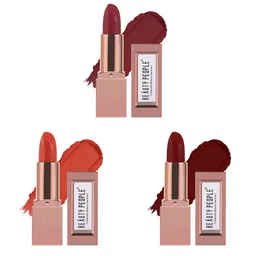 Beauty People Set Of 3 Glorified Gold Long Lasting Matte Lipstick- 3.8 g Each-107-108- 136-39