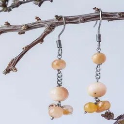 Shrim jewels Brass-Plated Agate Stone Beaded Spherical Shape Drop Earrings-picture-10