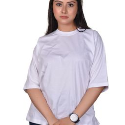 JAC INDIAN Women Solid Round Neck Cotton Oversized T-shirt-image-62