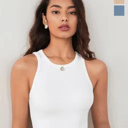KERI PERRY Women Pack of 3 Ribbed Round Neck Tank Crop Top-image-88