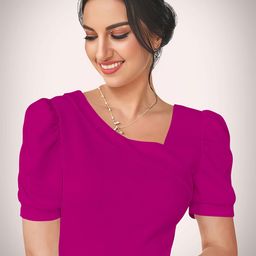 Dream Beauty Fashion top-57-paris-ranipink Women Puff Sleeve V-Neck Top-picture-41