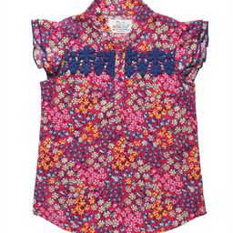 YOUNG BIRDS Floral Print Mandarin Collar Top-image-60