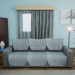 Myntra Elegant Homes Grey Cotton Sofa Cover-image-24