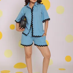 KAORI BY SHREYA AGARWAL Harmony Linen Relaxed-Fit Shirt & Shorts Co-Ords-image-71