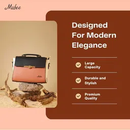 MABEE PU Structured Satchel with Bow Detail image 3