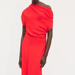 MANGO One Shoulder Ruched Fit & Flare Midi Dress-picture-39
