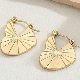 Estailo fashion Gold Plated Heart Shaped Hoop Earrings-image-62