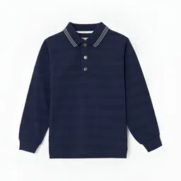 Angel & Rocket Boys Striped Polo Collar Cotton Slim Fit T-shirt-image-99