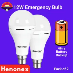 henonex Pack of 2 – 12W Emergency LED Bulbs with Battery Backup 2 hrs Bulb Emergency Light-picture-29