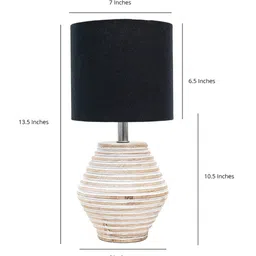 Pinecraft INTERNATIONAL Black & White Atury Table Lamp with Cotton Shade image 2