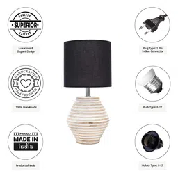 Pinecraft INTERNATIONAL White & Black Table Lamp with Shade image 5