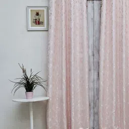 Ariana Peach-Coloured & White Floral Room Darkening Door Curtain-picture-34