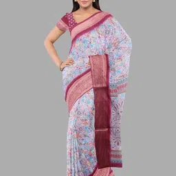 The Chennai Silks Floral Printed Zari Saree-picture-11