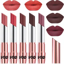 VOLO Set Of 5 Creme Matte Lipstick-Light Peach 32-Peach 33-Coffee 34-Chocolate 35-Plum 36-image-85