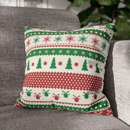 LUSHLYF Festive White & Maroon Printed Velvet Square Cushion Cover-picture-3