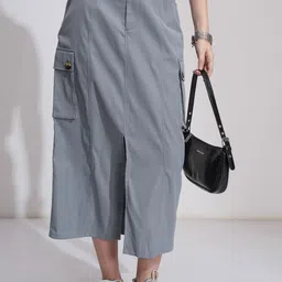 Tokyo Talkies Women Cargo Pencil Midi Skirt-image-49