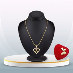 Heer Collection Gold-Plated Heart Shaped Pendants with Chains-image-27
