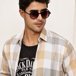The Roadster Lifestyle Co. Classic Regular Fit Checked Spread Collar Pure Cotton Shirt-image-8