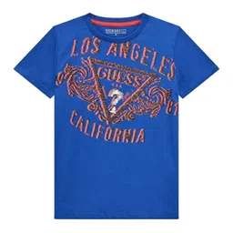 GUESS kids Boys Typography Printed Round Neck Cotton T-shirt-image-71