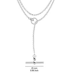 LeCalla 925 Sterling Silver Silver-Plated T-Bar Open Circle & Bar Rolo Chain image 3
