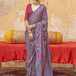 Anouk Silk Blend Block Print Saree image 2