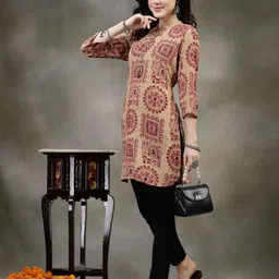 Nayam By Lakshita Rust Ethnic Motifs Printed Thread Work Thread Work Kurti image 2