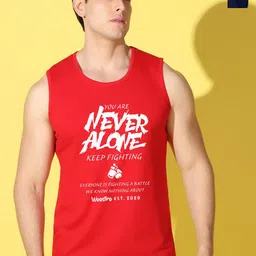 WOOSTRO Pack Of 2 Printed Super Combed Cotton Gym Vests VWS26(ALONE RED)(ENJOY NAVY)-46
