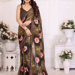 Moda Rapido Floral Beads and Stones Poly Georgette Saree-image-89