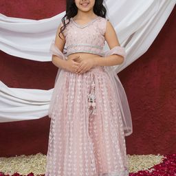 Aj DEZInES Girls Embellished Sequinned Ready to Wear Lehenga & Blouse With Dupatta-picture-10