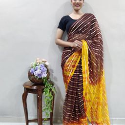 LeeliPeeri Designer Striped Organza Saree With Zari Border-image-24