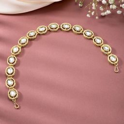Peora Gold-Plated Kundan Studded Mathapatti Sheeshphool Head Jewellery-image-61