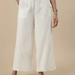 De Moza Women Solid Mid-Rise Regular Fit Trousers-image-22