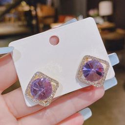 VAGHBHATT Gold Plated Crystals Studded Square Shaped Studs image 3
