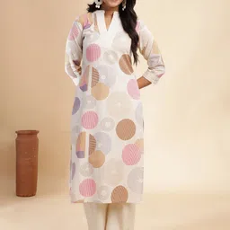 GULMEHAK Geometric Printed Mandarin Collar Straight Kurta With Palazzos-picture-25