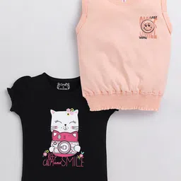 giniekids Girls Pack Of 2 Printed Puff Sleeves Cotton Top-picture-30