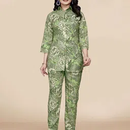 YOELLA Printed Shirt Collar Top With Trousers Co-Ords Set-image-23