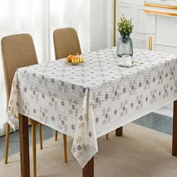 Dakshya Industries Cream-Coloured Floral Waterproof Plastic 6-Seater Table Cover-image-20