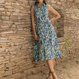 FIORRA Woman Print Formal A-Line Midi Dress-picture-16
