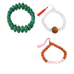 Divine souvenirs Unisex Set Of 3 Rudraksha Beaded Elasticated Bracelets-8