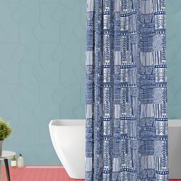 ArtzFolio White & Blue Printed Waterproof Shower Curtain-image-54
