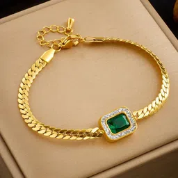 BLACKBOX Gold-Plated Stainless Steel Cubic Zirconia Studded Charm Bracelet-2