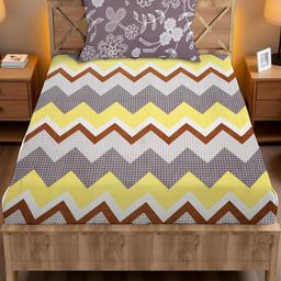 IVAZA Blue Geometric 180 TC Single Bedsheet with 1 Pillow Covers-image-120