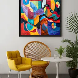 999Store Blue & Orange 1 Piece Abstract Canvas Wall Art-image-62