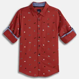 Allen Solly Junior Boys Slim Fit Conversational Printed Spread Collar Cotton Casual Shirt-picture-3