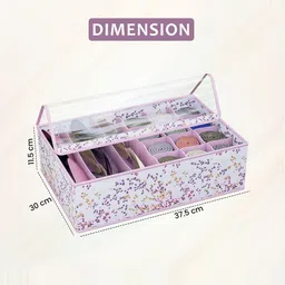 Kuber Industries Pink & White 2Pcs Striped Reusable Drawer Organisers With Transparent Lid image 3