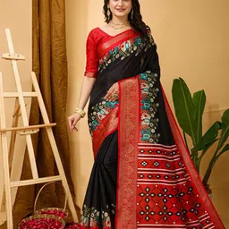 KALINI Kalamkari Woven Design Zari Kanjeevaram Saree-image-26