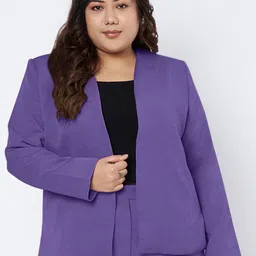 BRINNS Notched Lapel Open Front Blazer-8