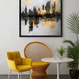 999Store Grey & Yellow Cityscape Canvas Wall Art-image-71